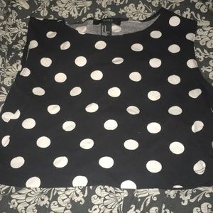 Black and white  polka  dotted crop top